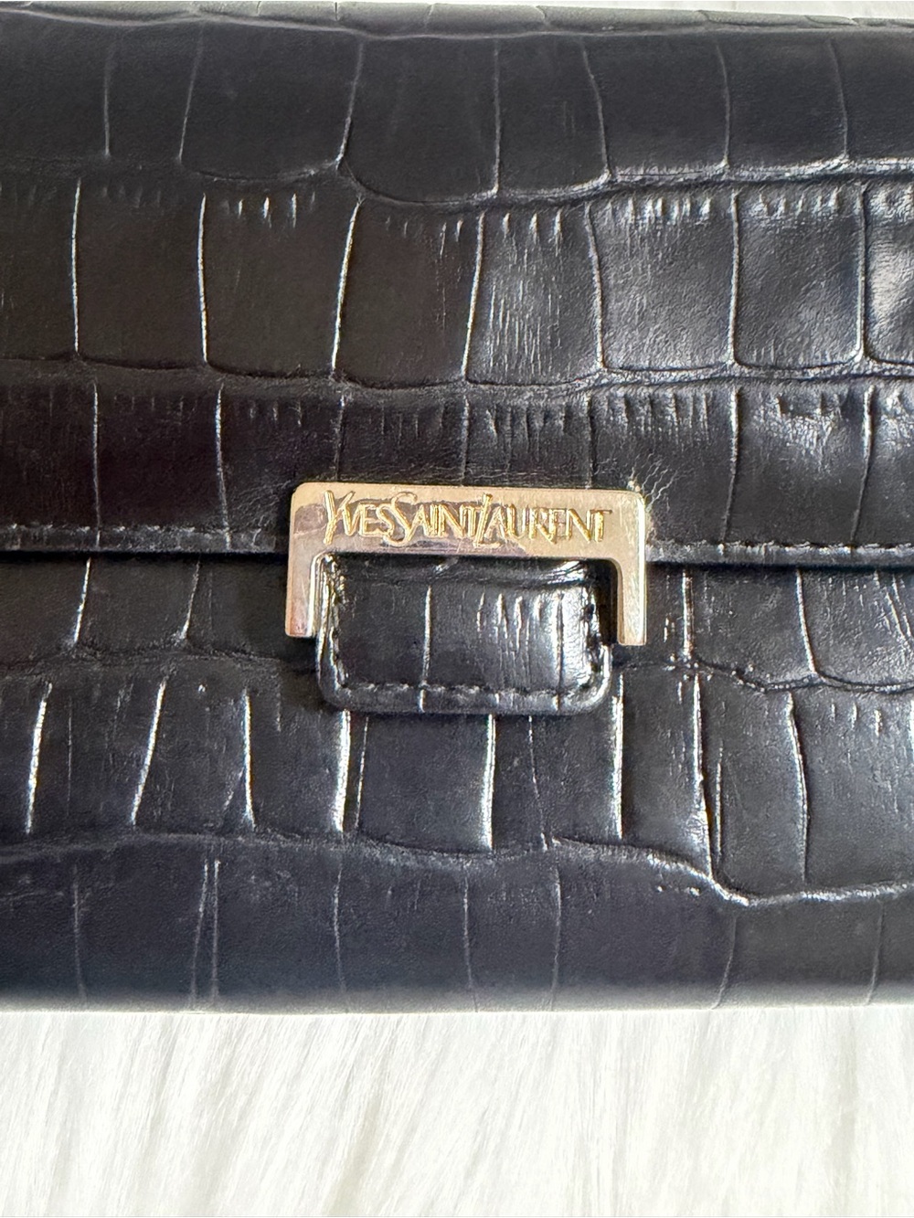 Yves Saint Laurent black crocodile leather long wallet - Picture 7 of 9